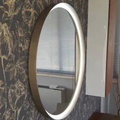 Viadurini Bathroom Wandspiegel-Runder Wandspiegel mit Metallrahmen in verschiedenen Farben und LED-Licht - Renga