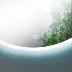 Viadurini Bathroom Wandspiegel-Runder Wandspiegel mit sandgestrahltem Rand und LED-Hintergrundbeleuchtung – Knopf