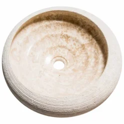 Viadurini Bathroom Steinwaschbecken-Runder Waschtisch aus weißem Marmor, Bucciano