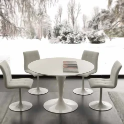 Viadurini Runde Tische-Runder weisser Essitisch Topeka, in modernem Design