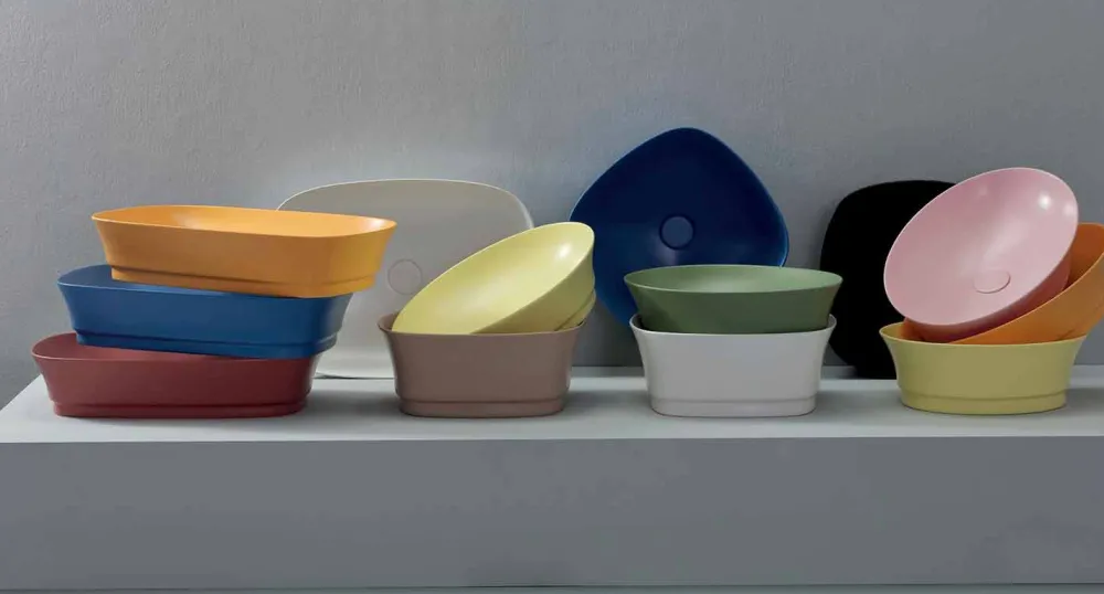 Viadurini Bathroom Keramikwaschbecken-Rundes Arbeitsplatten-Design-Waschbecken aus Keramik Made in Italy - Zarro