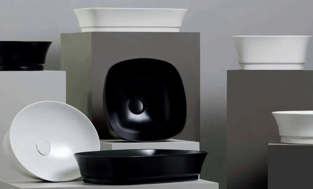 Viadurini Bathroom Keramikwaschbecken-Rundes Arbeitsplatten-Design-Waschbecken aus Keramik Made in Italy - Zarro