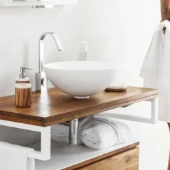 Viadurini Bathroom Harzwaschbecken-Rundes Aufsatzwaschbecken in Resin Optic White Finish - Circle