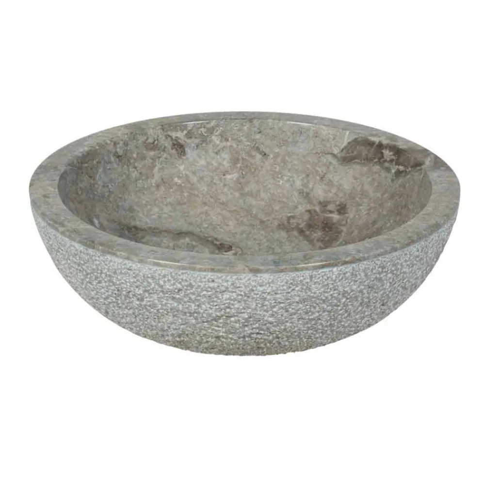 Viadurini Bathroom Steinwaschbecken-Rundes Aufsatzwaschbecken aus grauen Naturstein Pai Modell