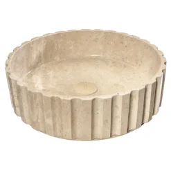 Viadurini Bathroom Steinwaschbecken-Rundes Aufsatzwaschbecken aus Travertinmarmor – Cattleya