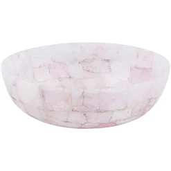 Viadurini Bathroom Steinwaschbecken-Rundes Aufsatzwaschbecken aus rosa Quarz Paloma Design, handgemacht