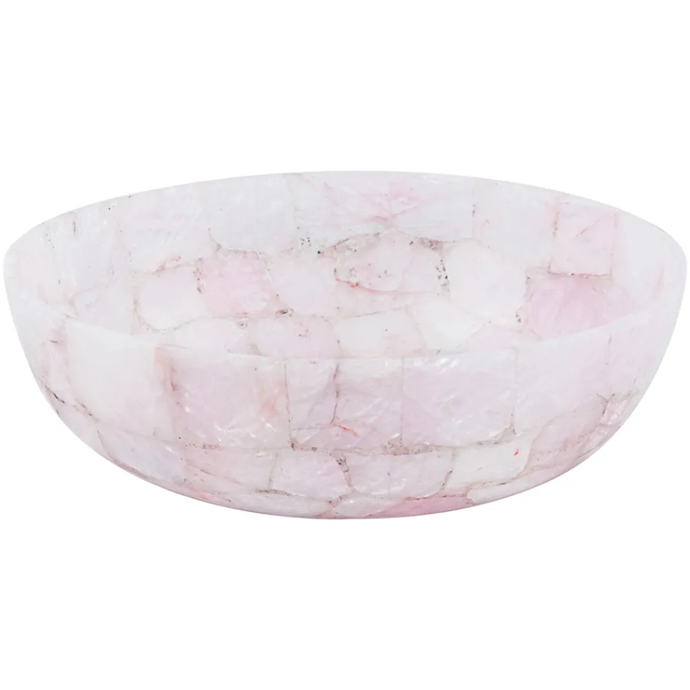Viadurini Bathroom Steinwaschbecken-Rundes Aufsatzwaschbecken aus rosa Quarz Paloma Design, handgemacht