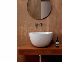 Viadurini Bathroom Farbige Waschbecken-Rundes Aufsatzwaschbecken aus weißer oder farbiger Keramik Star Round50