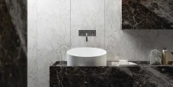 Viadurini Bathroom Design Waschbecken Aus Solid Surface-Rundes Aufsatzwaschbecken in Italien hergestellt, Dubino