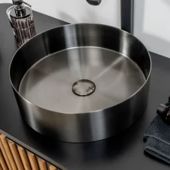 Viadurini Bathroom Metallwaschbecken-Rundes Aufsatzwaschbecken aus Edelstahl in verschiedenen Ausführungen – Fiordaliso