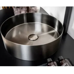 Viadurini Bathroom Metallwaschbecken-Rundes Aufsatzwaschbecken aus Edelstahl in verschiedenen Ausführungen – Fiordaliso