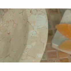 Viadurini Bathroom Steinwaschbecken-Rundes Aufsatzwaschbecken aus beigen Naturstein Pai Modell