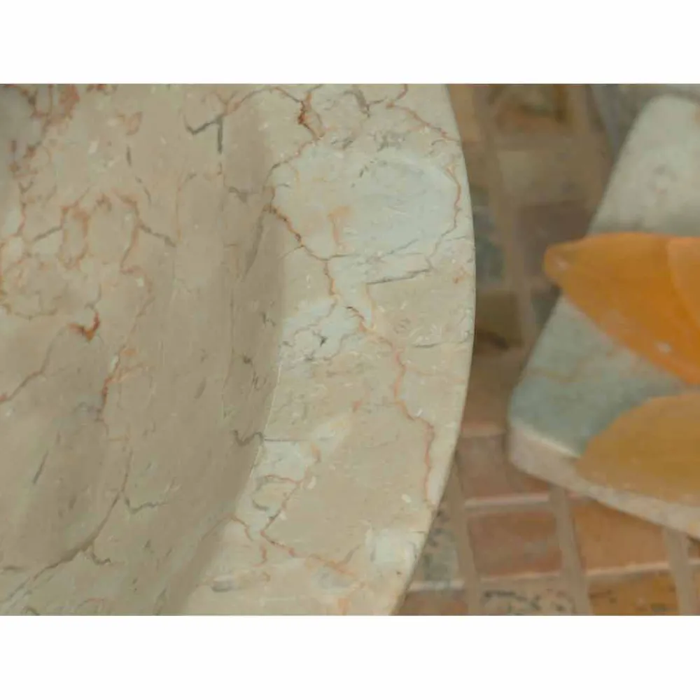 Viadurini Bathroom Steinwaschbecken-Rundes Aufsatzwaschbecken aus beigen Naturstein Pai Modell