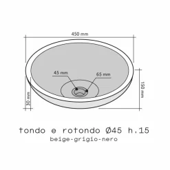Viadurini Bathroom Steinwaschbecken-Rundes Aufsatzwaschbecken aus beigen Naturstein Pai Modell