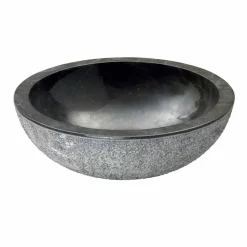 Viadurini Bathroom Steinwaschbecken-Rundes Aufsatzwaschbecken aus schwarzen Naturstein Pai Modell