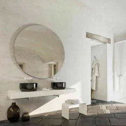 Viadurini Bathroom Design Waschbecken Aus Solid Surface-Rundes Aufsatzwaschbecken Dalmine,mit modernem Design, made in Italy