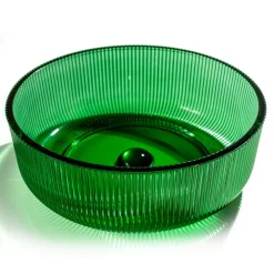 Viadurini Bathroom Waschbecken Glas-Rundes Aufsatzwaschbecken aus venezianischem Plissè-Glas, hergestellt in Italien – Zirkon