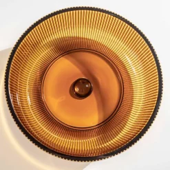 Viadurini Bathroom Waschbecken Glas-Rundes Aufsatzwaschbecken aus venezianischem Plissè-Glas, hergestellt in Italien – Zirkon