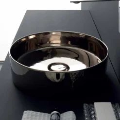 Viadurini Bathroom Farbige Waschbecken-Rundes Aufsatzwaschbecken aus farbiger Keramik, hergestellt in Italien