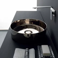 Viadurini Bathroom Farbige Waschbecken-Rundes Aufsatzwaschbecken aus farbiger Keramik, hergestellt in Italien