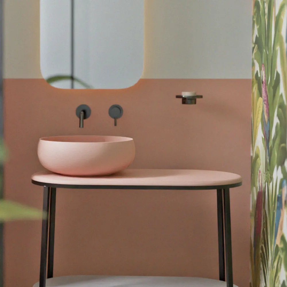 Viadurini Bathroom Keramikwaschbecken-Rundes Aufsatzwaschbecken aus farbiger Keramik, hergestellt in Italien – Schüssel