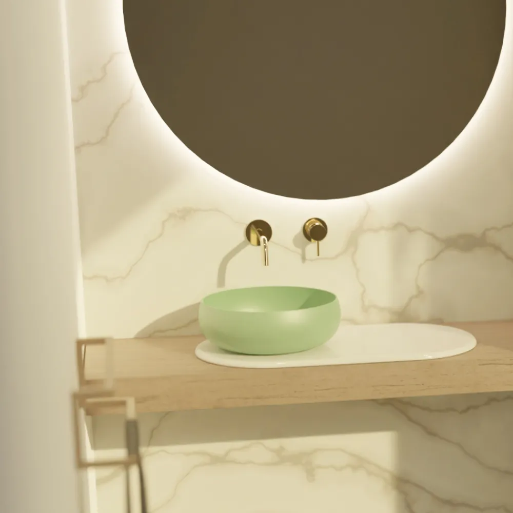 Viadurini Bathroom Keramikwaschbecken-Rundes Aufsatzwaschbecken aus farbiger Keramik, hergestellt in Italien – Schüssel