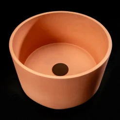 Viadurini Bathroom Beton Waschbecken-Rundes Aufsatzwaschbecken aus Mali-Orange-Terrazzo – Azalee
