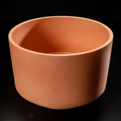 Viadurini Bathroom Beton Waschbecken-Rundes Aufsatzwaschbecken aus Mali-Orange-Terrazzo – Azalee