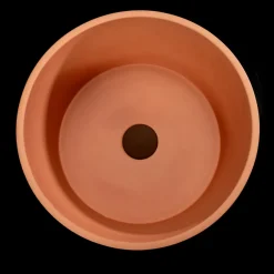 Viadurini Bathroom Beton Waschbecken-Rundes Aufsatzwaschbecken aus Mali-Orange-Terrazzo – Azalee