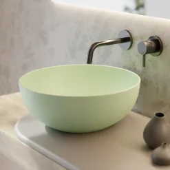 Viadurini Bathroom Keramikwaschbecken-Rundes Aufsatzwaschbecken aus farbiger Keramik, L 40 cm – Chicco