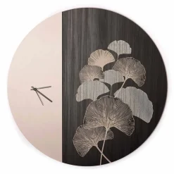 Viadurini Time Design Wanduhren-Rundes Design Holzwanduhr mit Dekorationen, 2 Oberflächen, Made in Italy - Ginkgo