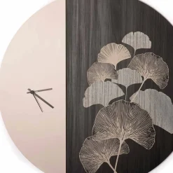 Viadurini Time Design Wanduhren-Rundes Design Holzwanduhr mit Dekorationen, 2 Oberflächen, Made in Italy - Ginkgo