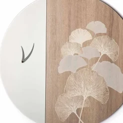 Viadurini Time Design Wanduhren-Rundes Design Holzwanduhr mit Dekorationen, 2 Oberflächen, Made in Italy - Ginkgo
