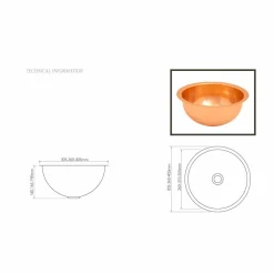 Viadurini Bathroom Kupferwaschbecken-Rundes Design Waschbecken aus Kupfer handbearbeitet Flora