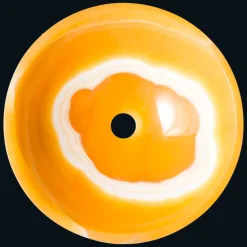 Viadurini Bathroom Steinwaschbecken-Rundes Design-Aufsatzwaschbecken aus orangem Onyx Stein Aris