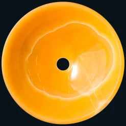 Viadurini Bathroom Steinwaschbecken-Rundes Design-Aufsatzwaschbecken aus orangem Onyx Stein Aris