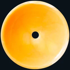 Viadurini Bathroom Steinwaschbecken-Rundes Design-Aufsatzwaschbecken aus orangem Onyx Stein Aris