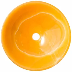 Viadurini Bathroom Steinwaschbecken-Rundes Design-Aufsatzwaschbecken aus orangem Onyx Stein Aris