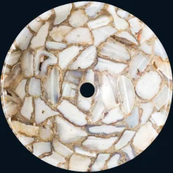 Viadurini Bathroom Steinwaschbecken-Rundes Design-Aufsatzwaschbecken aus Achat Stein Mila, Einzelstück