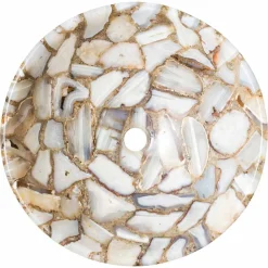 Viadurini Bathroom Steinwaschbecken-Rundes Design-Aufsatzwaschbecken aus Achat Stein Mila, Einzelstück