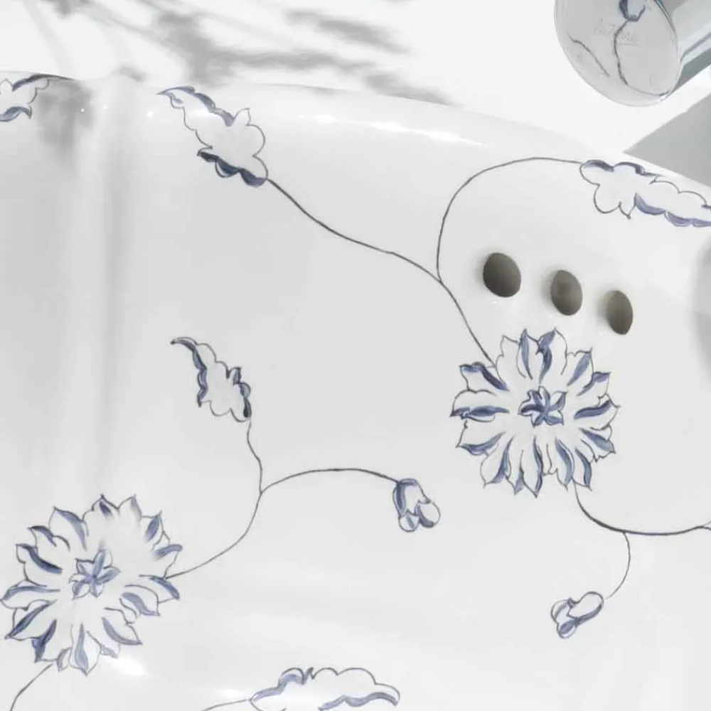 Viadurini Bathroom Keramikwaschbecken-rundes Einbauwaschbecken asu Porzellan klassisch made in Italy, Santiago