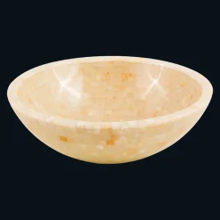 Viadurini Bathroom Steinwaschbecken-Rundes honigfarbes Design-Aufsatzwaschbecken aus Onyx Kilian