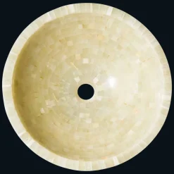 Viadurini Bathroom Steinwaschbecken-Rundes honigfarbes Design-Aufsatzwaschbecken aus Onyx Kilian