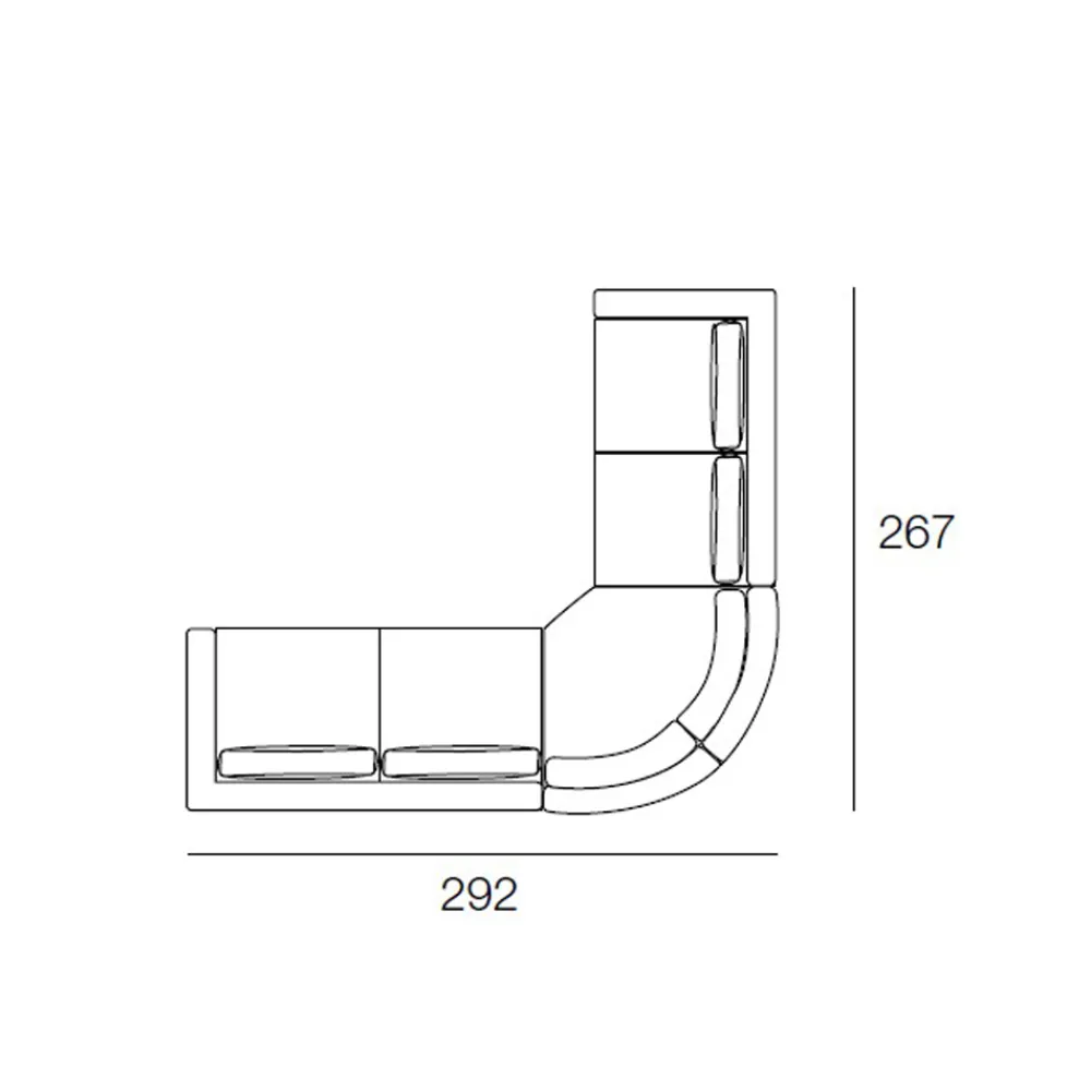 Viadurini Living Moderne Sofas-Rundes 6-Sitzer-Ecksofa aus Stoff Made in Italy - Abudhabi