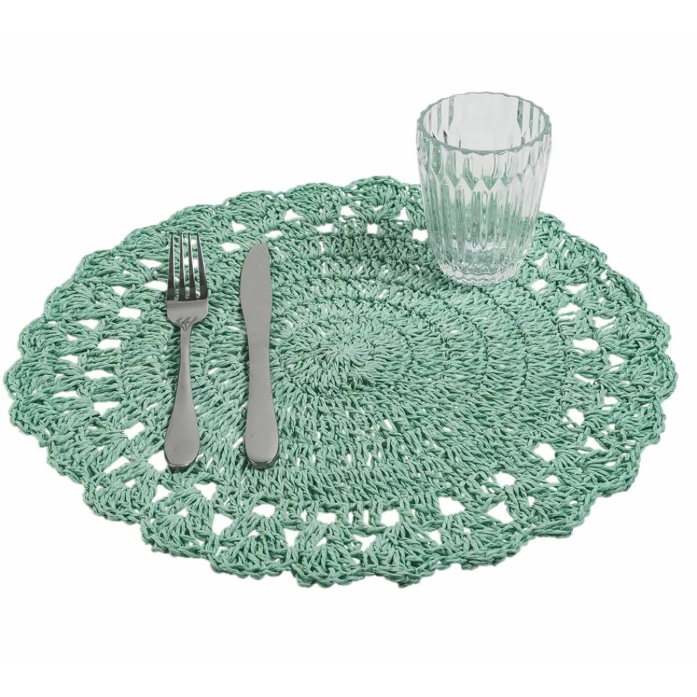 Viadurini Kitchen Amerikanische Tischsets-Rundes Tischset Gehäkeltes Tischset Verschiedene Farben 12 Stück - Punzolo