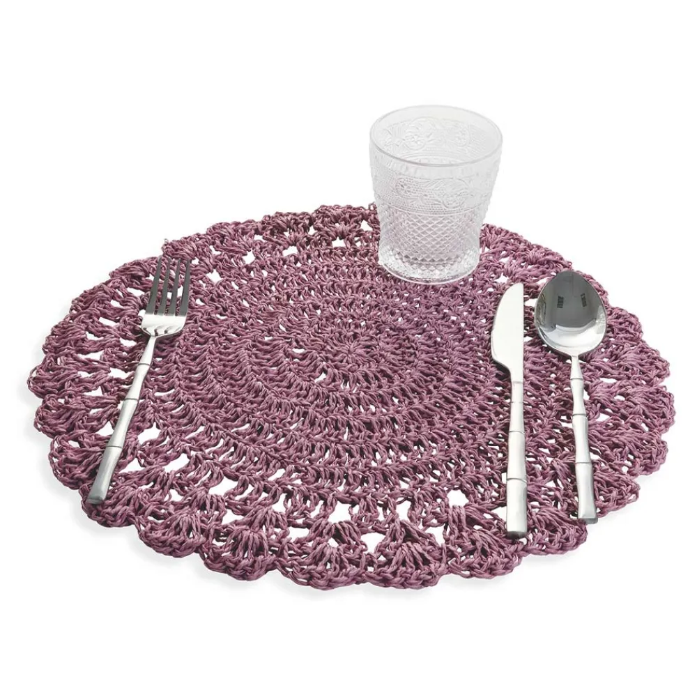 Viadurini Kitchen Amerikanische Tischsets-Rundes Tischset Gehäkeltes Tischset Verschiedene Farben 12 Stück - Punzolo