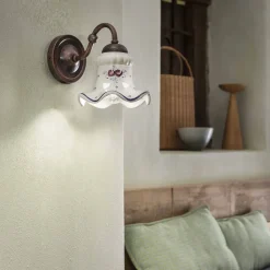 Ferroluce Shabby Chic Wandleuchten-Rustikale Wandlampe aus Keramik Chieti