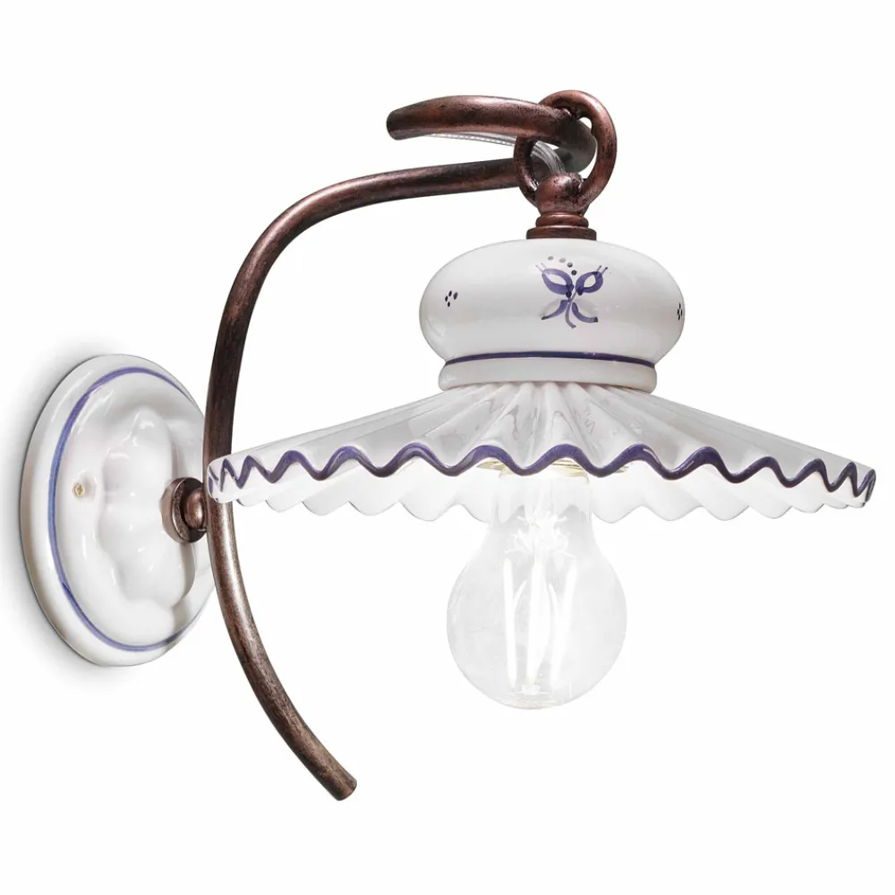 Ferroluce Shabby Chic Wandleuchten-Rustikale Wandleuchte aus Keramik Roma