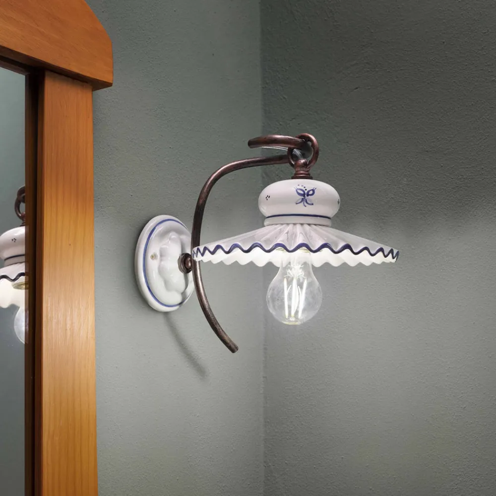 Ferroluce Shabby Chic Wandleuchten-Rustikale Wandleuchte aus Keramik Roma