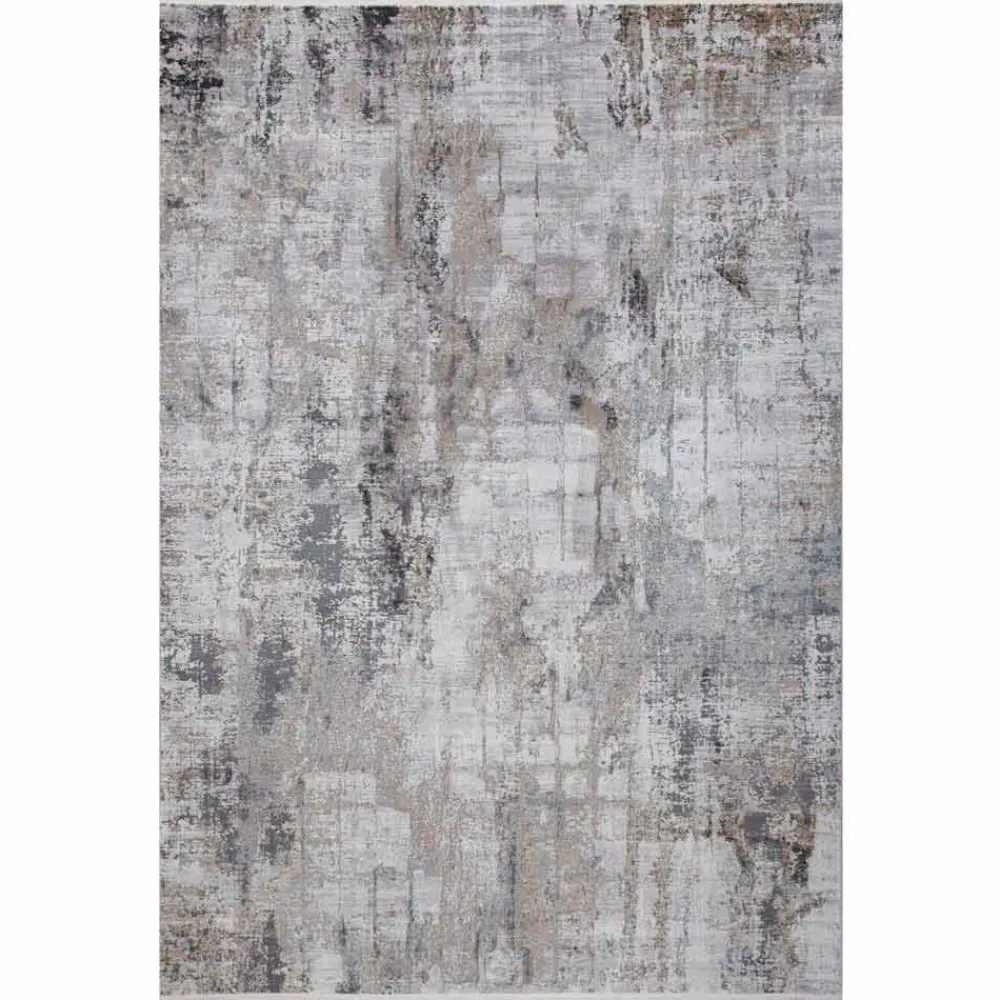 Viadurini Carpets Teppiche-Rutschfester Teppich in Grau-Beige-Viskose und Acrilic mit Zeichnung - Präsident